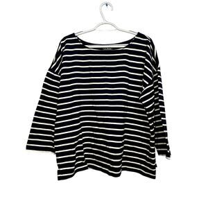LL Bean striped boat neck 3/4th sleeve top womens XL sailer nautical classic‎
